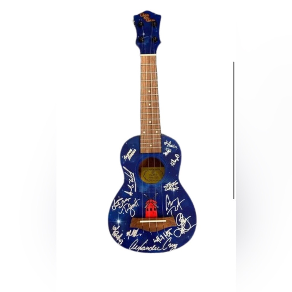A custom painted ukulele signed by the cast of Moulin Rouge on Broadway